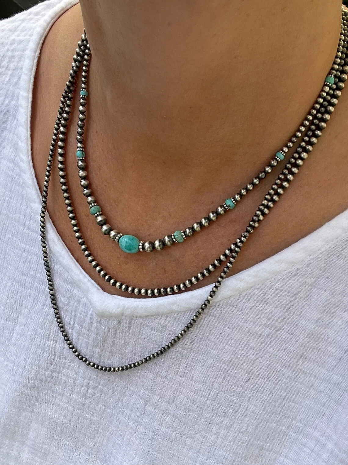 Blue-Green Kingman Turquoise & Sterling Silver Necklace | Southwestern Elegance
