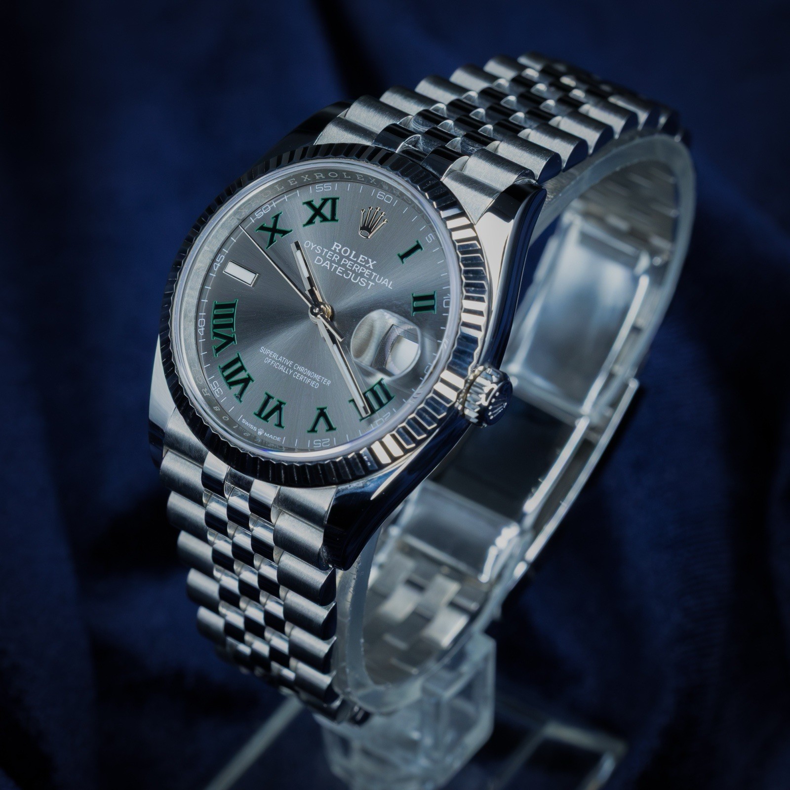 2025 Rolex Datejust 126234 36mm Wimbledon Dial Fluted Bezel Jubilee Bracelet B&P