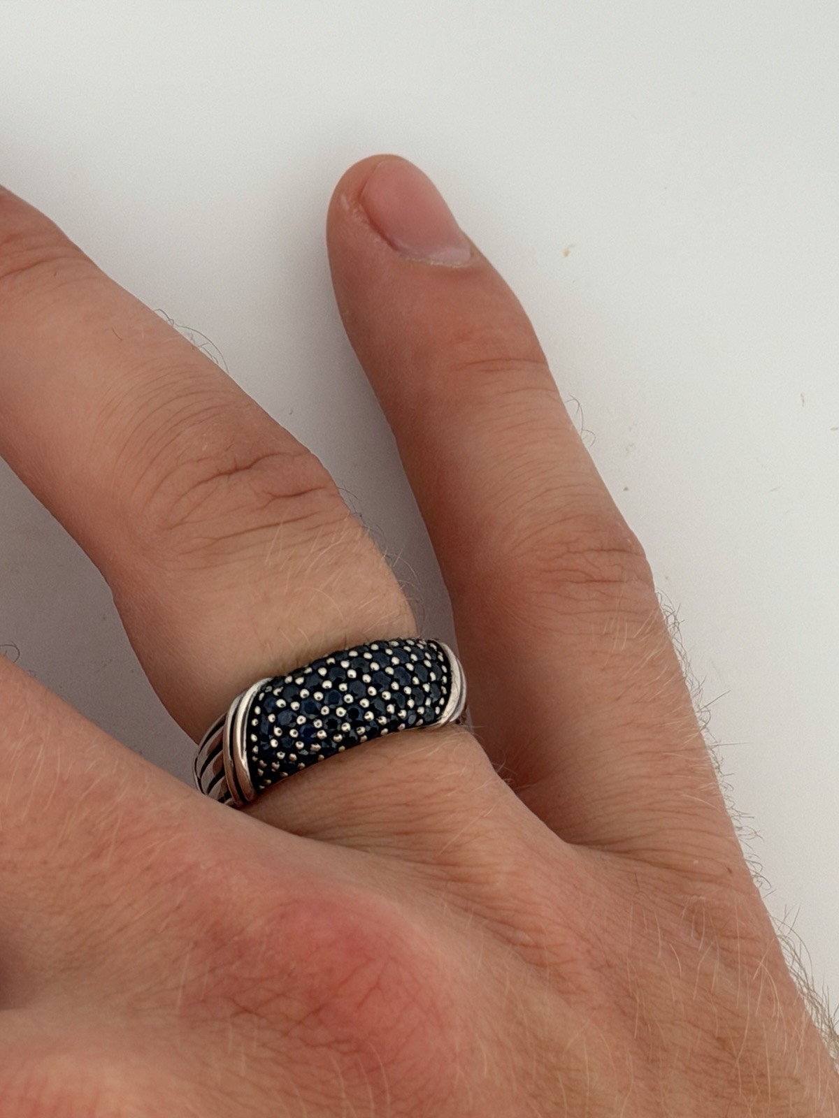 Peter Thomas Roth Signature Classic Band Ring blue sapphires sterling silver 10