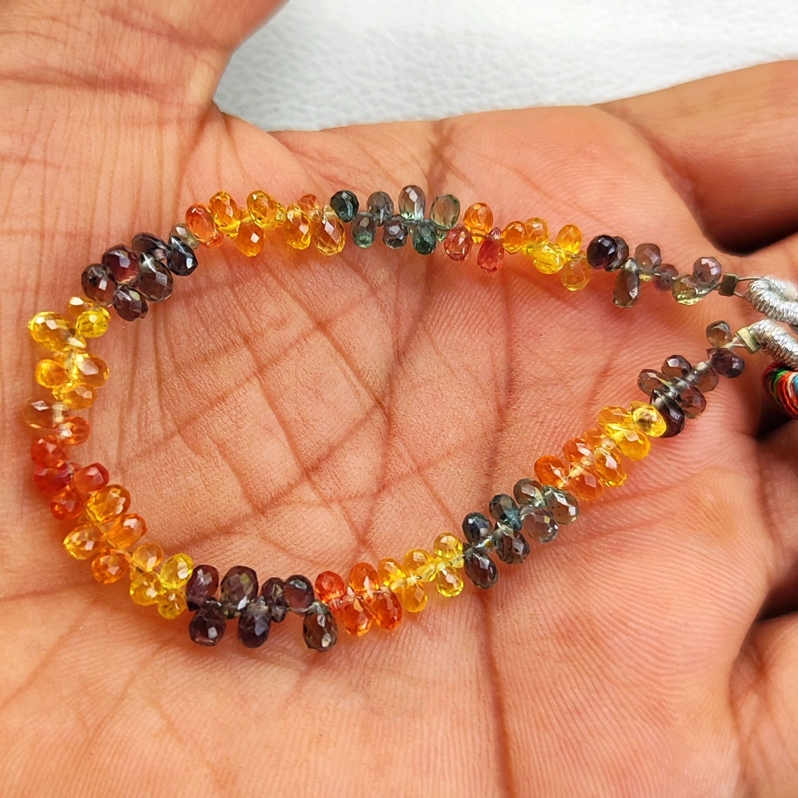 Rainbow Sapphire 4x3mm Faceted Drop Shape Gemstone Beads 5.5 Inch Strand
