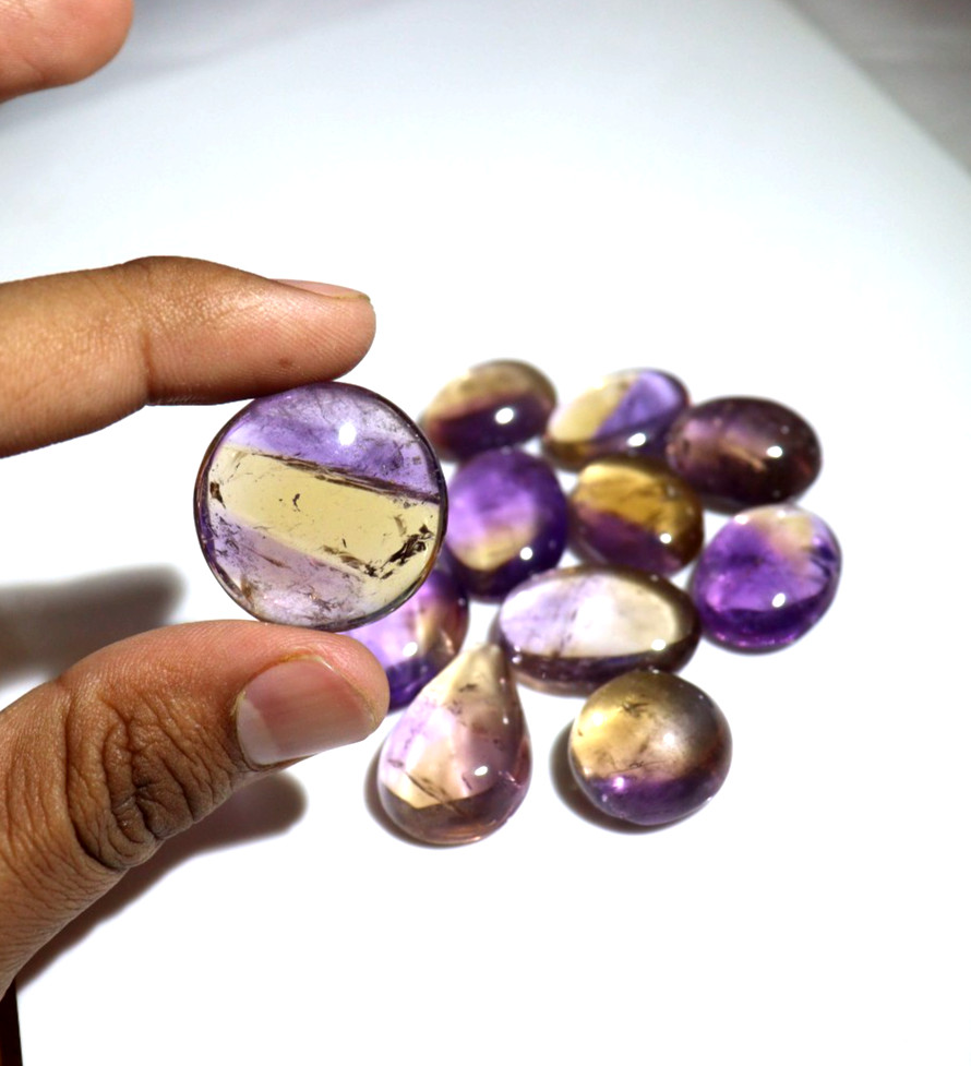 Ametrine Cabochon Bio Color Gemstone All Shape Available 15–30 mm Size