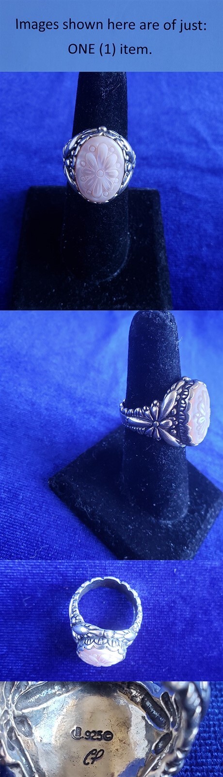 Carolyn Pollack Sterling Silver Pink Mother Of Pearl Size 7.75 Ring 25ri890