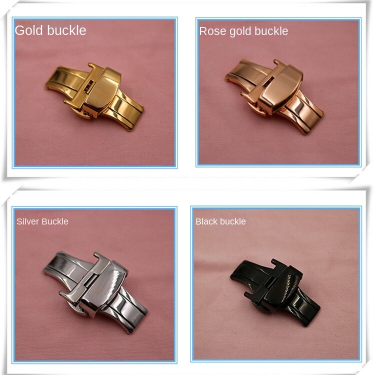 Butterfly Double Snap Clasp 10 12 14 16 18 20 22mm Stainless Steel Watch Buckle