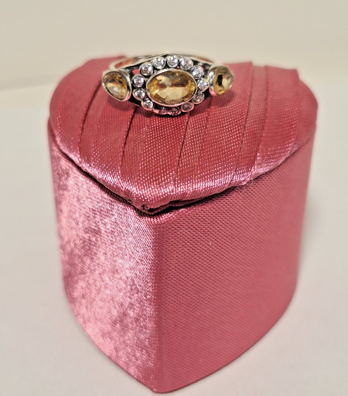 .925 Sterling Silver & 1.44 Ct Genuine Golden Citrine Dinner Ring