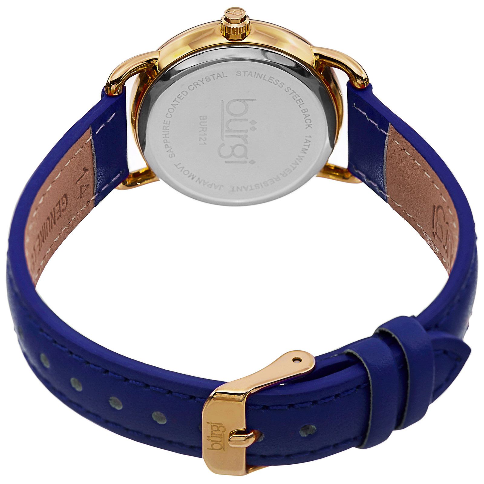 Women’s Burgi BUR133YG Gold-tone Quartz Swarovski Crystal Leather Watch Set