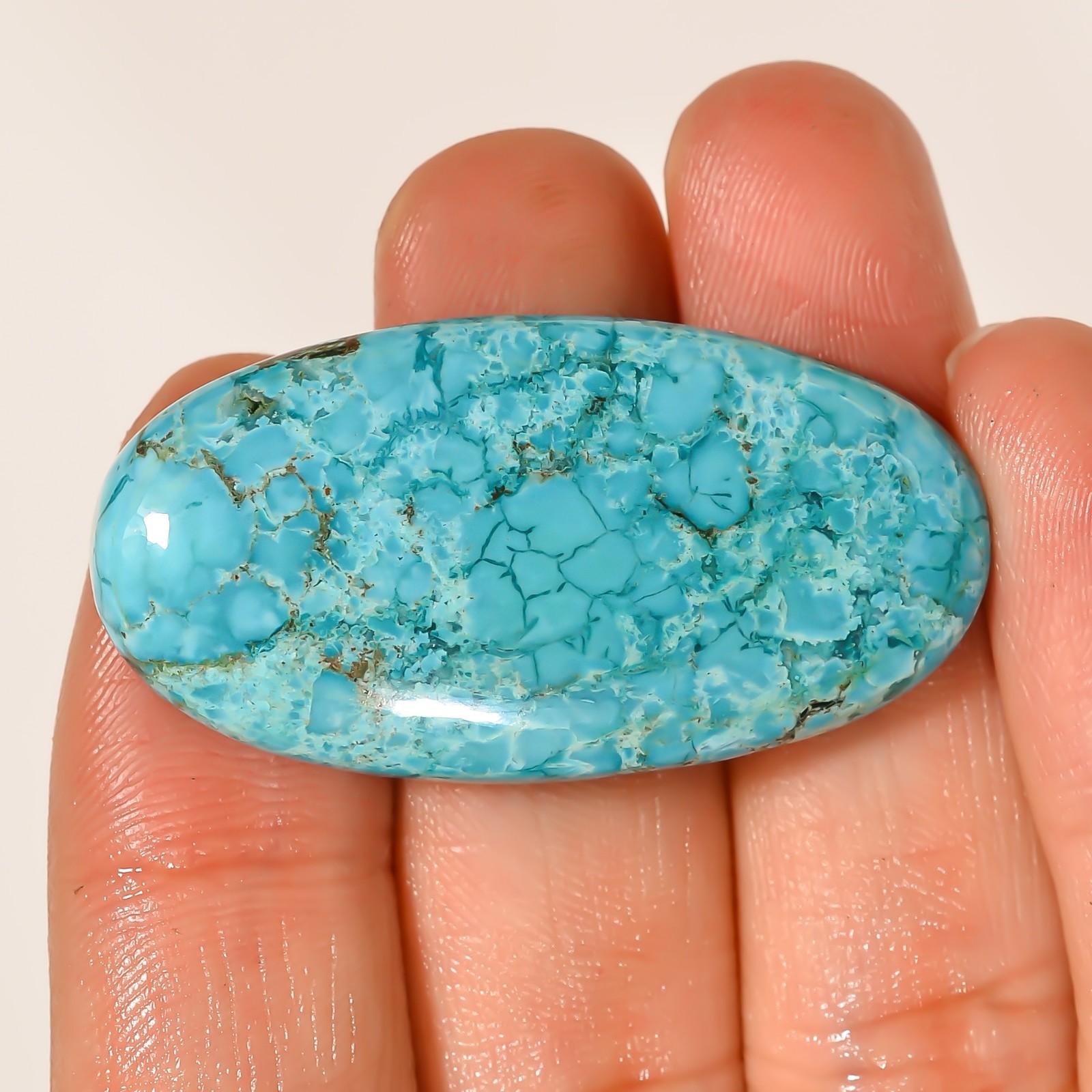 61.00CT 21X41X7mm Natural Tibet Turquoise Oval Cabochon Turquoise Loose Gemstone