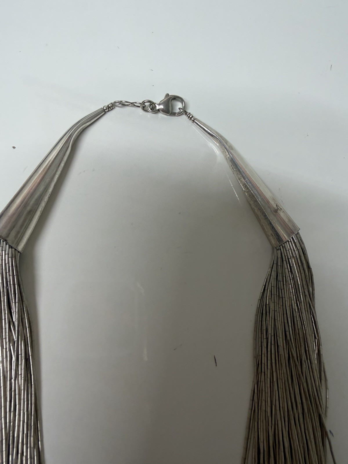 Liquid Silver 100 Strand Necklace 925 Sterling 77.2 Grams Beautiful 18”