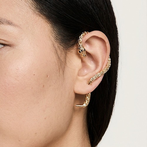 Snake Serpent Over The Ear Cuff Earrings Post Back Climber Statement Fine Jewelr