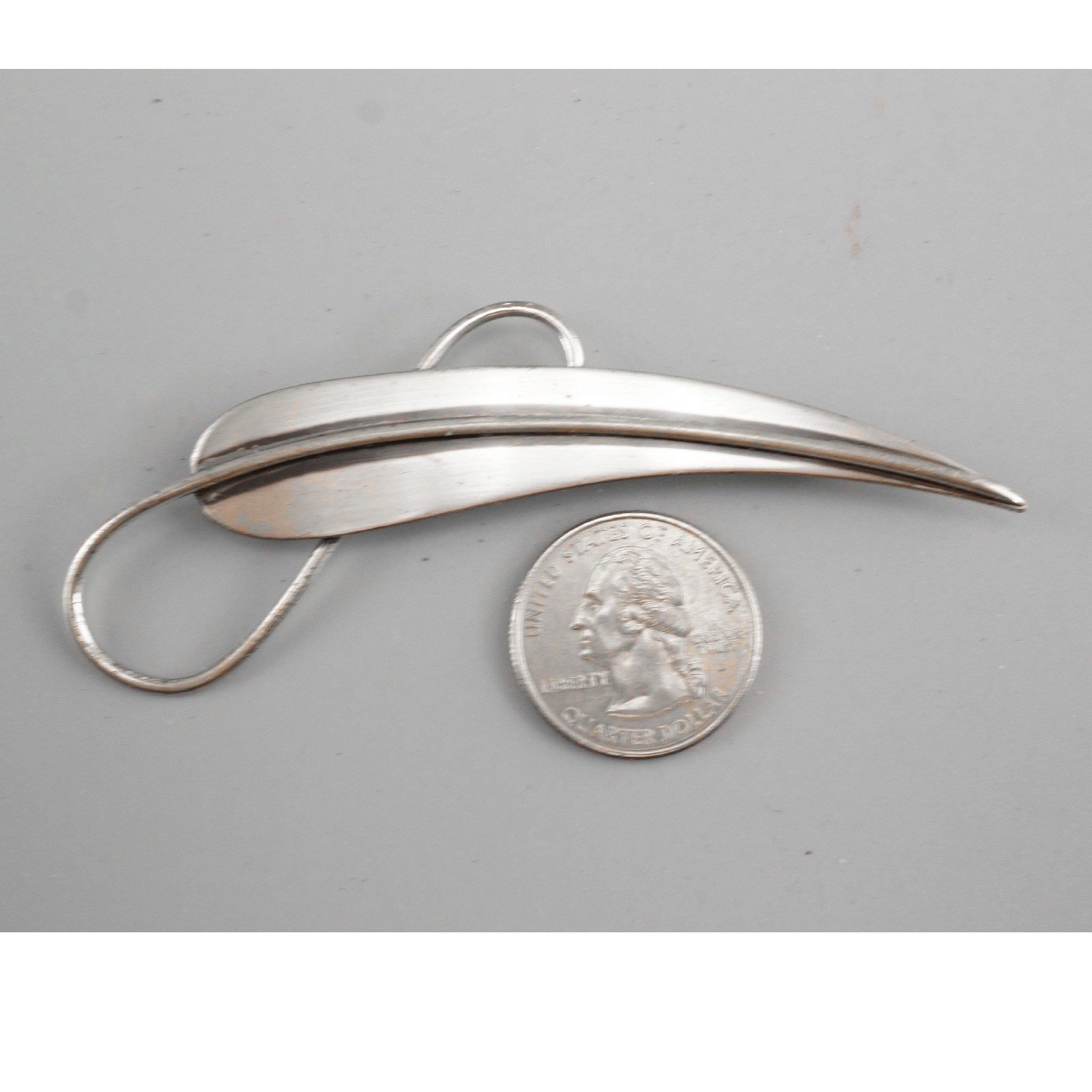 Large Modernist ORB / Otto R Bade 925 Sterling Swoop Leaf Brooch Vintage 12.9g