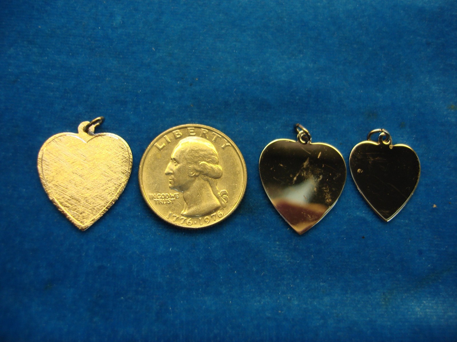 3 STERLING SILVER HEART CHARMS – READY FOR ENGRAVING. 2 DIFF. SIZES