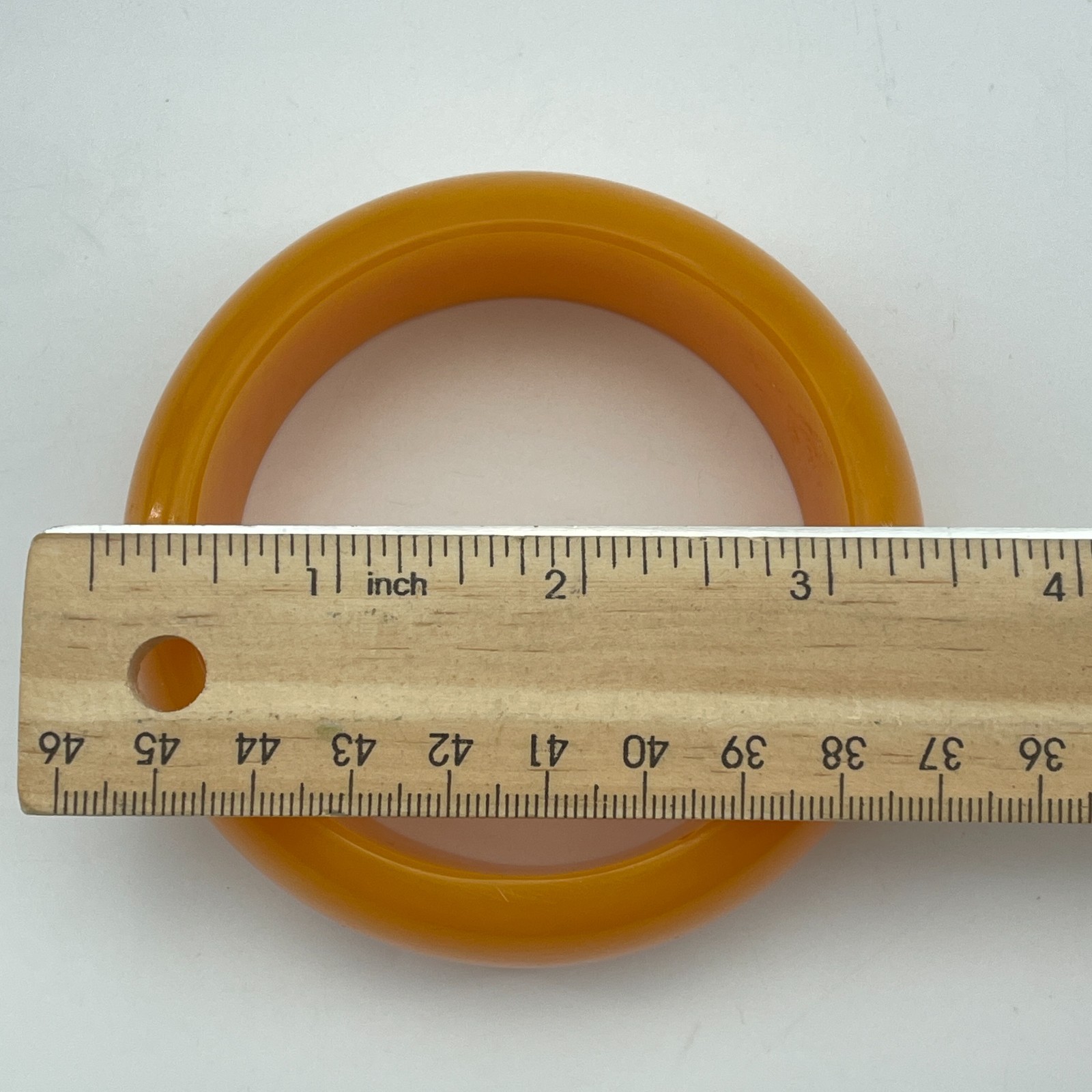 BAKELITE Bangle Bracelet Womens Mustard Yellow Art Deco MCM Chunky Wide 1.25in