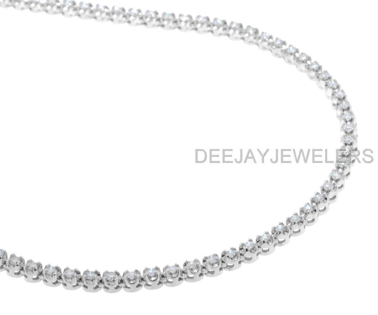 Natural 15ct Diamond Eternity Tennis Necklace 14k White Gold 17Inch