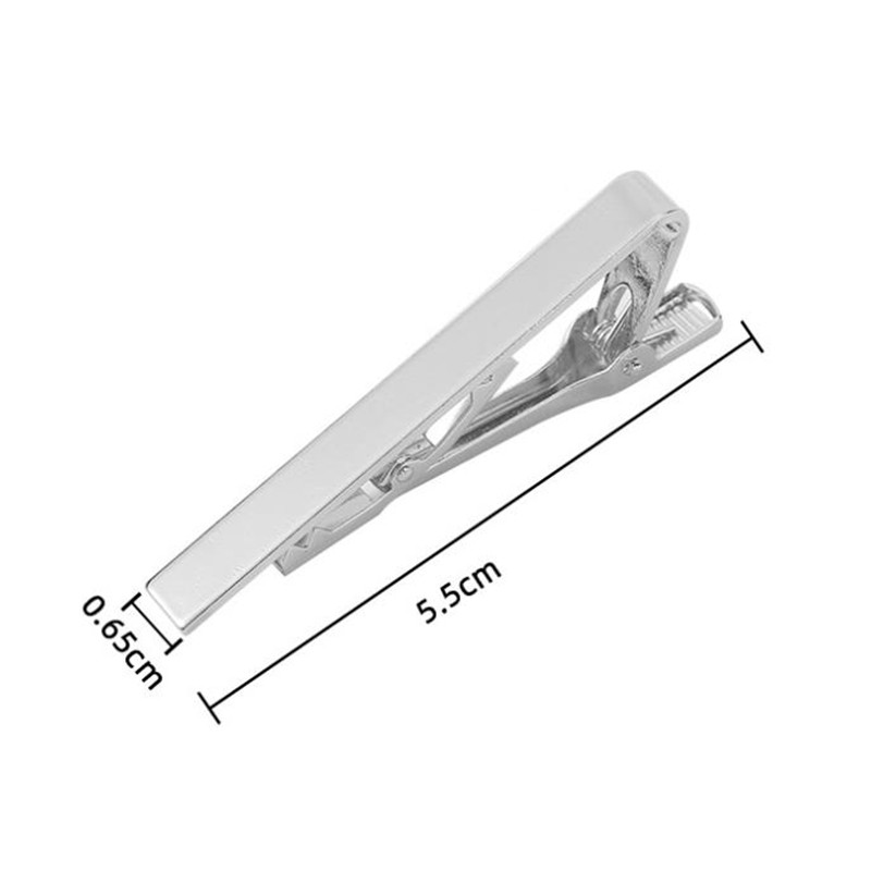 2.2″ Inches Tie Clip Mens Silver Bar Necktie Silver Clasp Clamp Stainless Steel