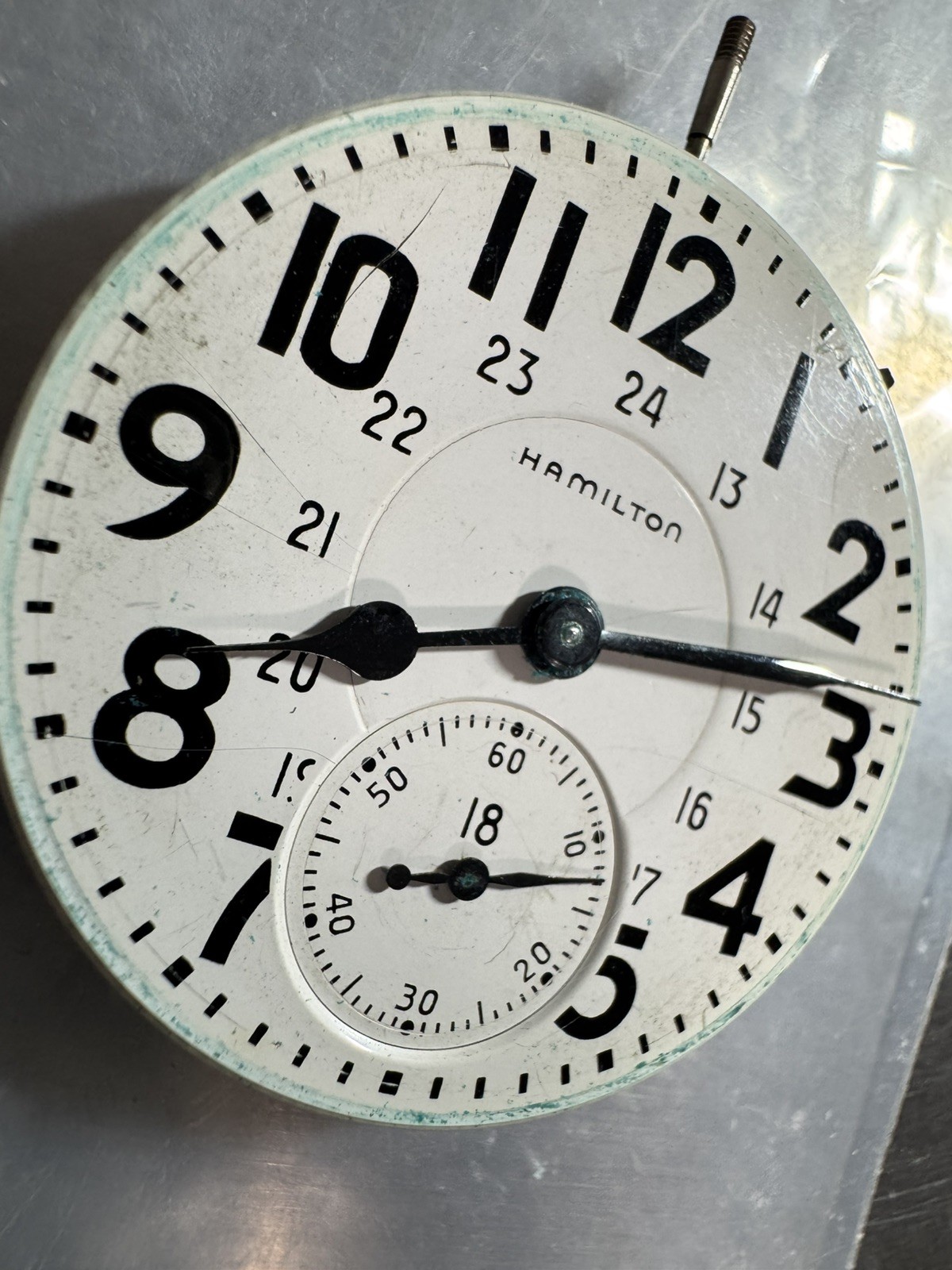 Hamilton 16S Model 992B Movement w/ 24 Hour Canadian Dial -RUNS- Railroad Grade