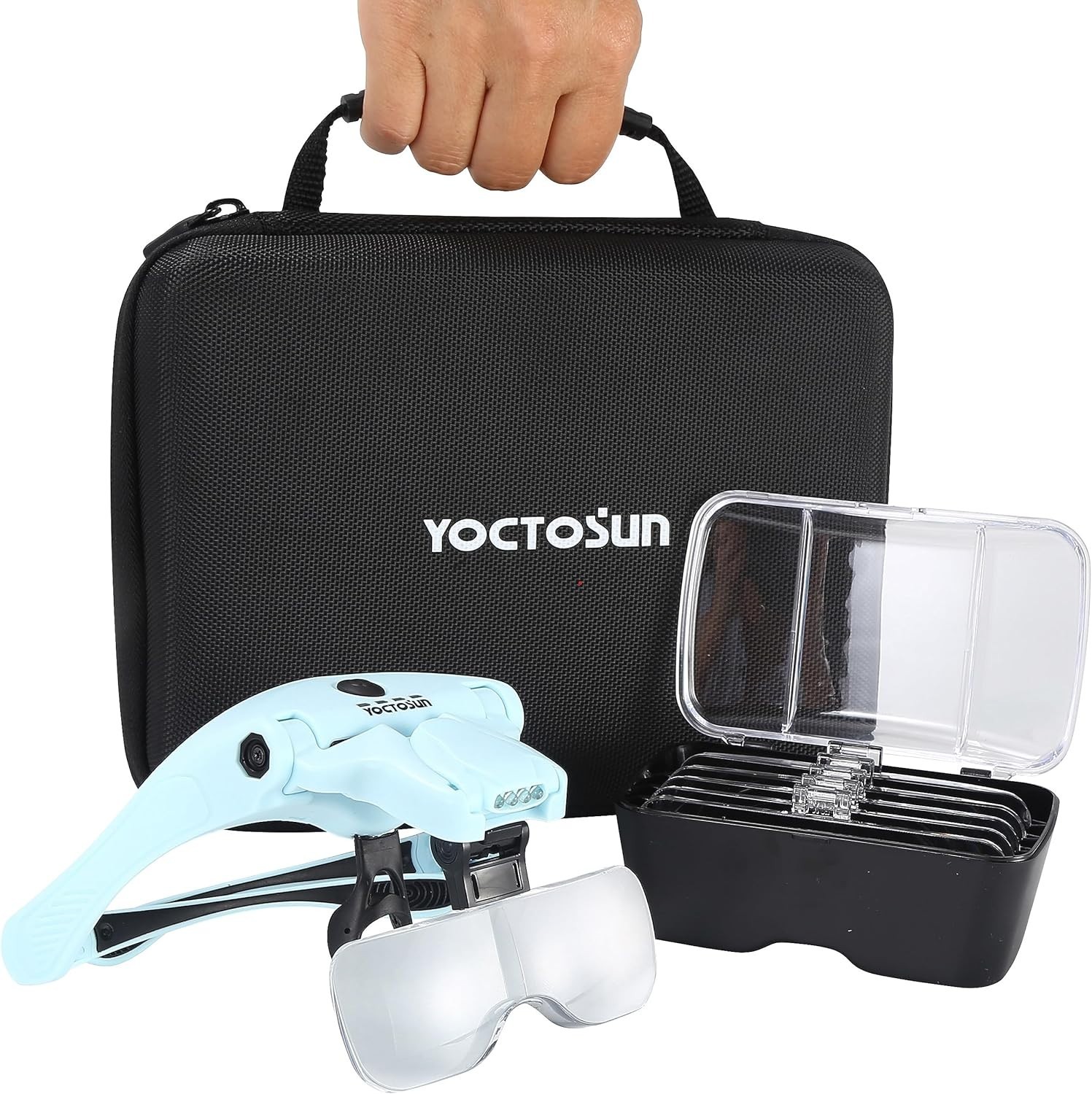 Hands-Free LED Magnifying Glasses with 5 Lenses & Storage Case for Crafts