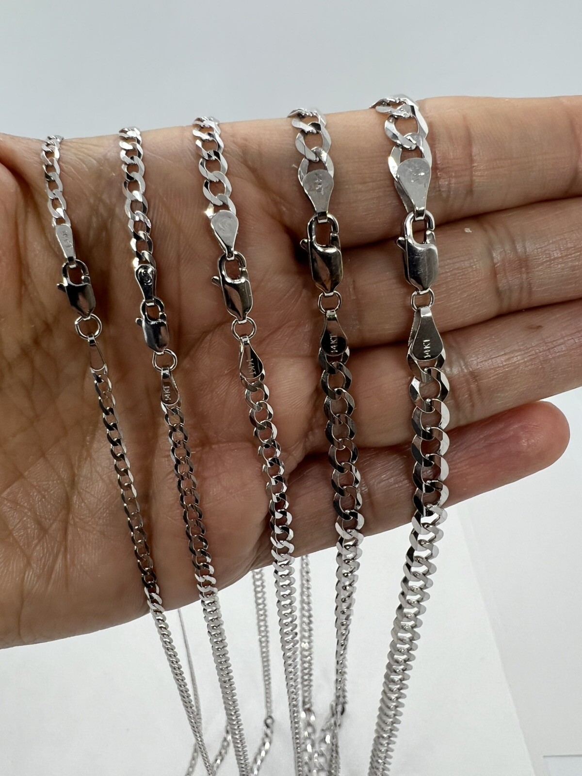 14k Gold white gold cuban link chain Men’s women’s necklace 2.2mm- 5.7mm 16″-30″