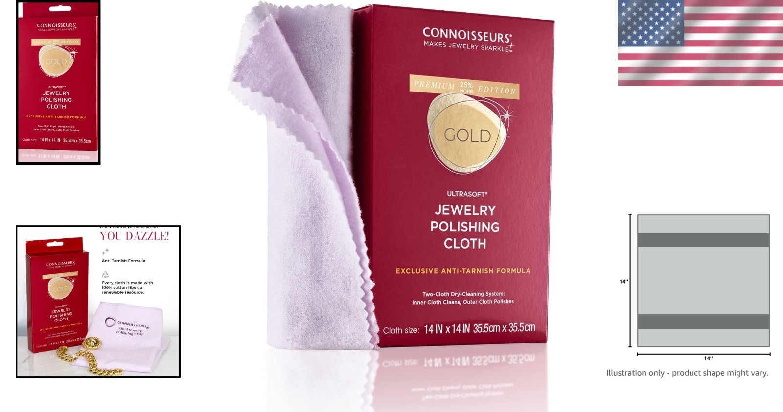 Ultrasoft Gold Polishing Cloth for Jewelry Care – 14×14 Inches, Machine Washable
