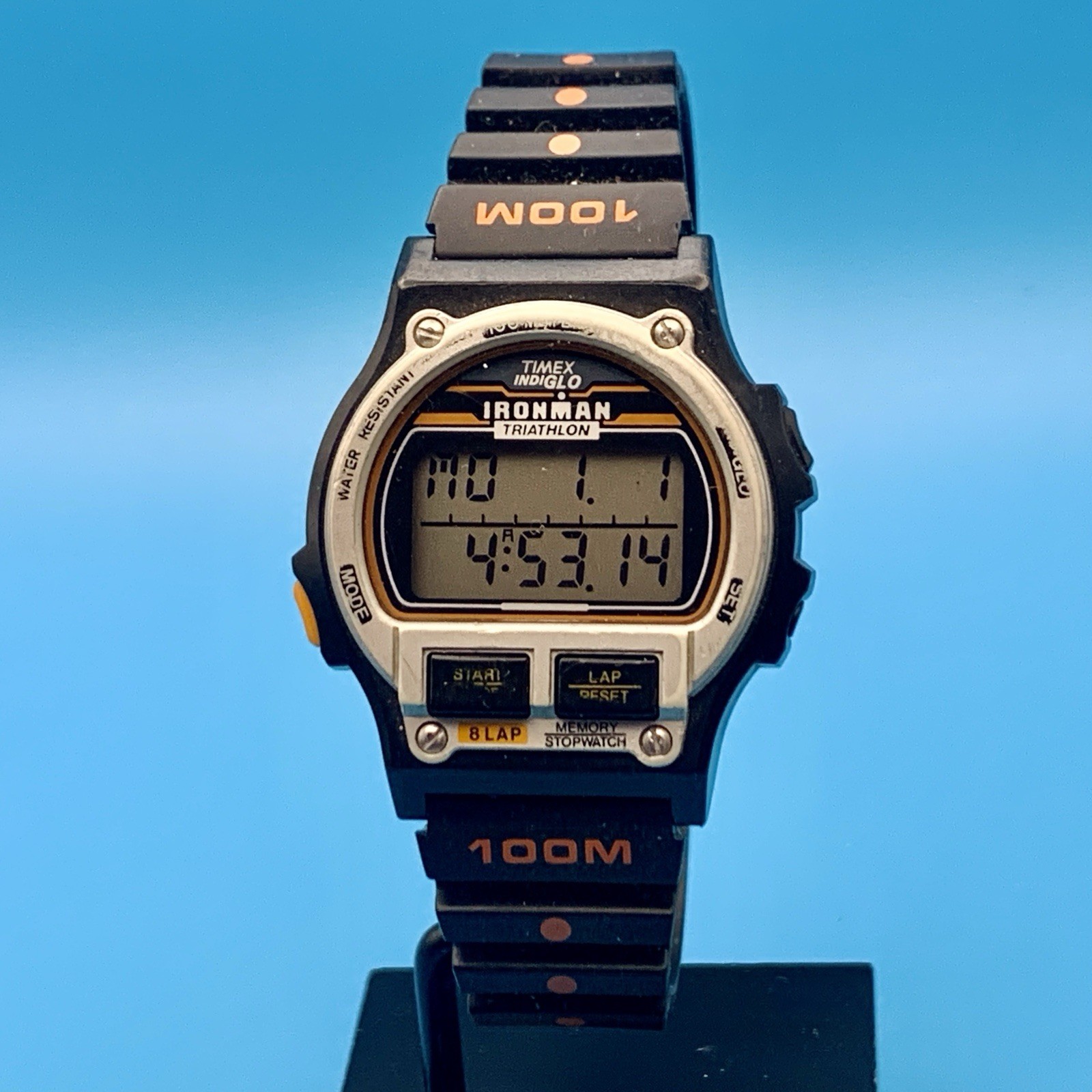 TIMEX IRONMAN TRIATHLON Men’s Vintage 1994 8 Lap Digital Watch Works New Battery