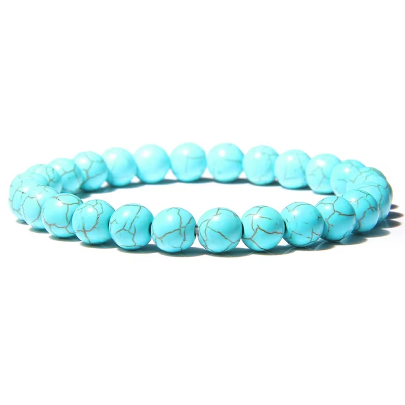 8mm Men women’s Natural Turquoise stone Beads 19.5cm Bracelet Sleep, Calm, Love