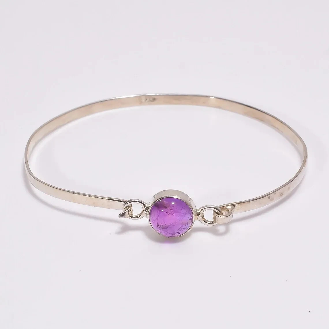 Wonderful Amethyst Gemstone 925 Sterling Silver Handmade Bracelet Cuff