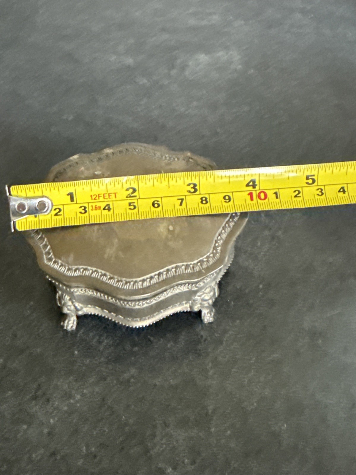 Vintage Jewelry Box w/Lion Claw Feet international Silver