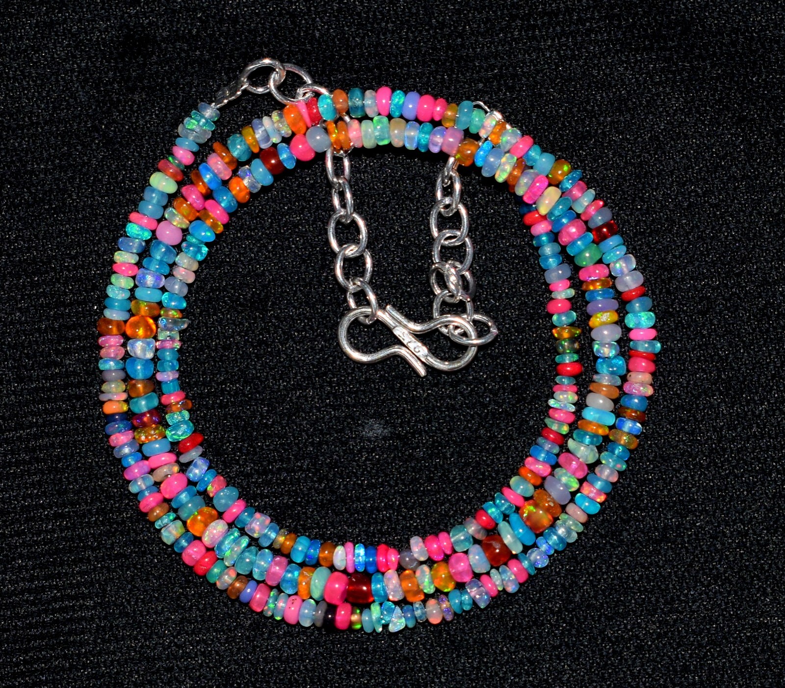 AAA+ Natural Ethiopian Opal Wello Fire Opal Gemstone Beads Necklace 16″ F3968
