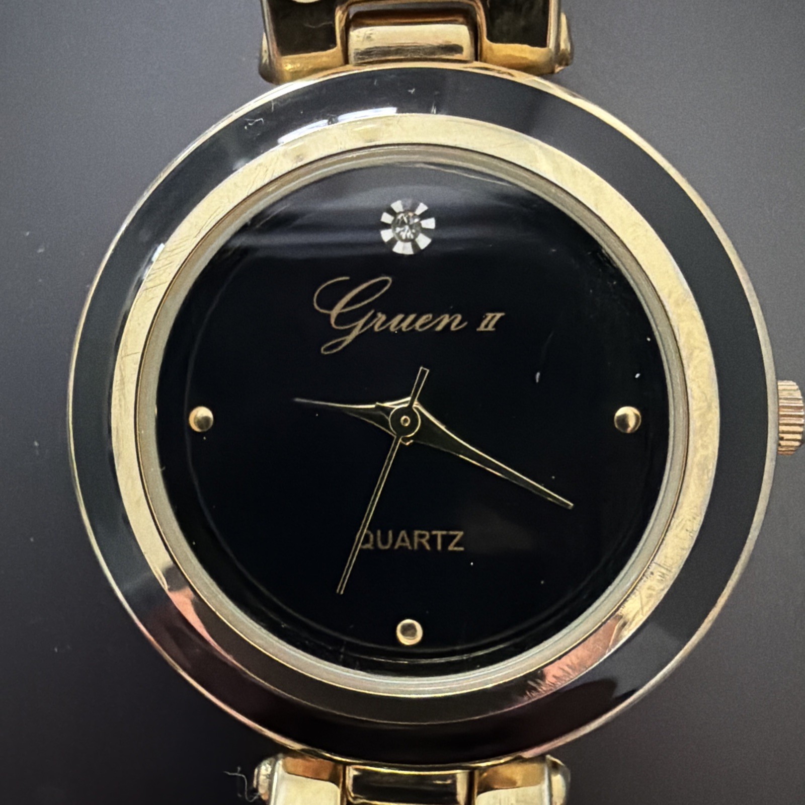 Gruen Women’s Quartz Gold & Black Analog Wristwatch Dress Bracelet 12-Hour Dial