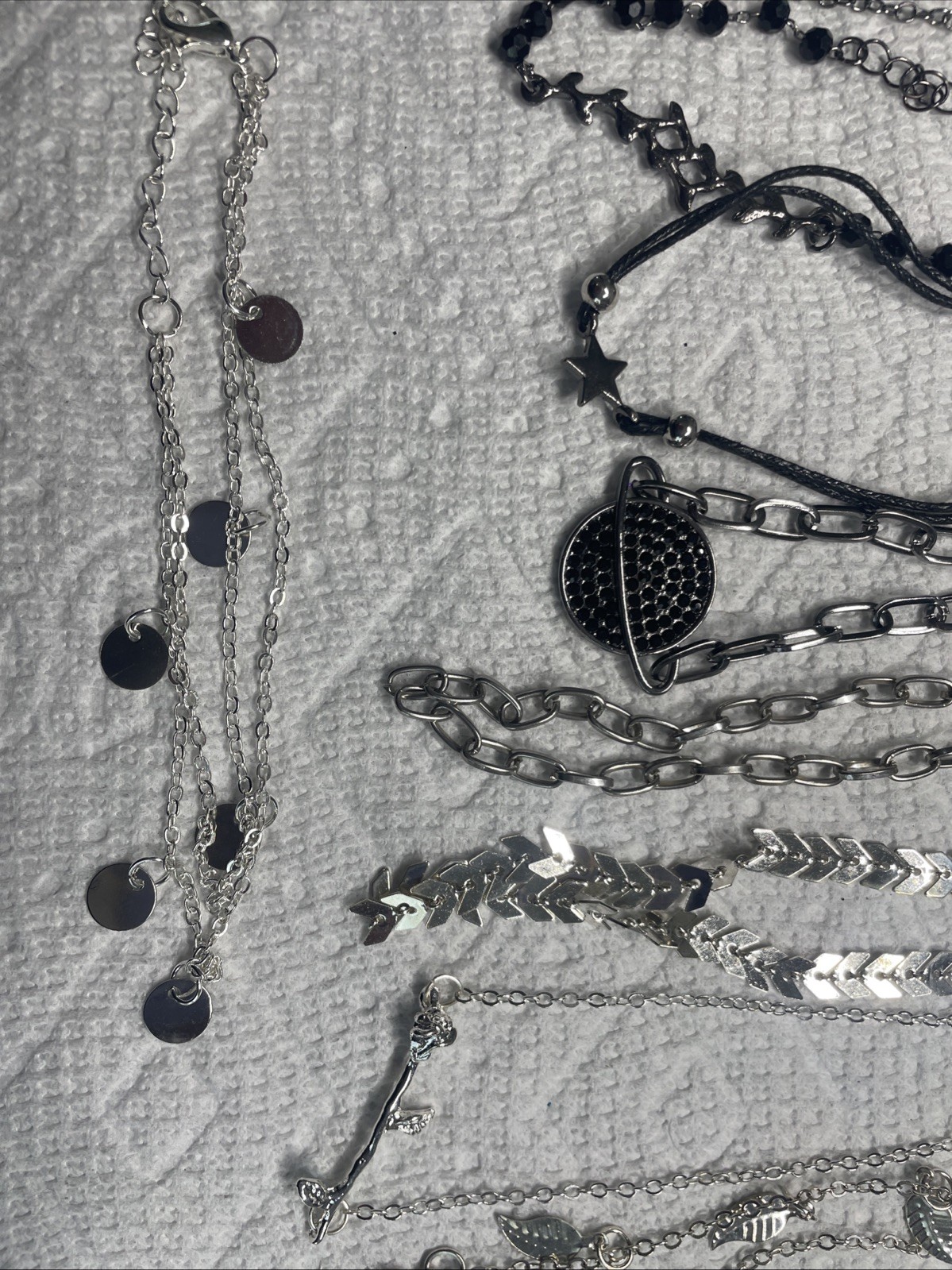 10 Silver Toned Bracelets And Anklets All Adjustable. Any Occasion!