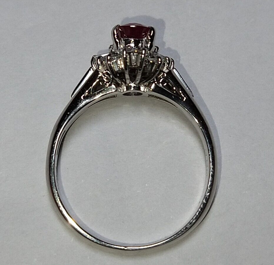 Solid platinum 0.84 carat natural ruby diamond ring 4.52 grams – sz 5.25 pt900