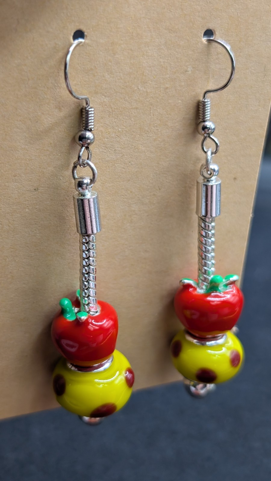 Women’s ‘Back To School’ Apple Fun Beaded Drop Dangly Hook Earrings