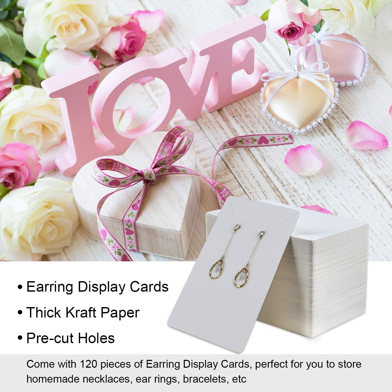 Coopay 120 Pieces Earring Necklace Display Cards Jewelry Holder Cards Paper Tags