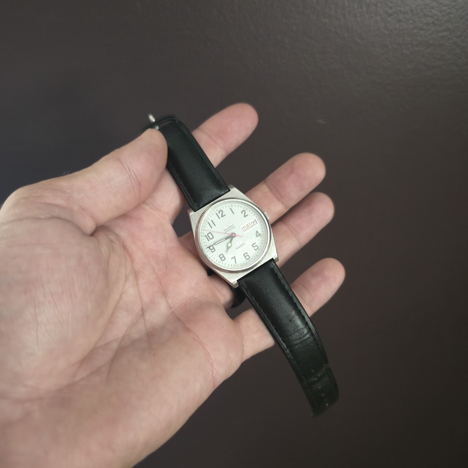 Vintage Seiko SQ Railroad Approved Men’s Watch Silver 12 Hr Day/Date Non Working