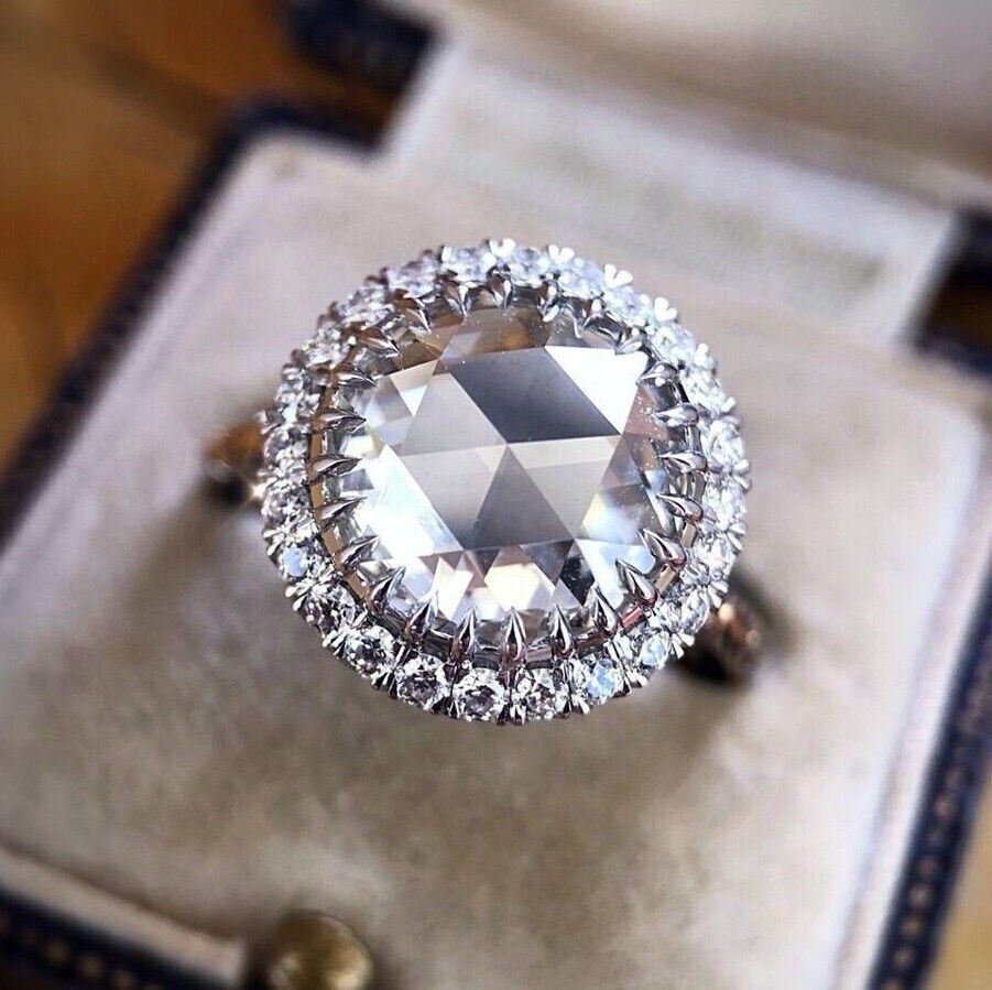 Silver Plated Authentic Proposal Ring 2CT CZ Vintage Style Christmas Gifts Ring
