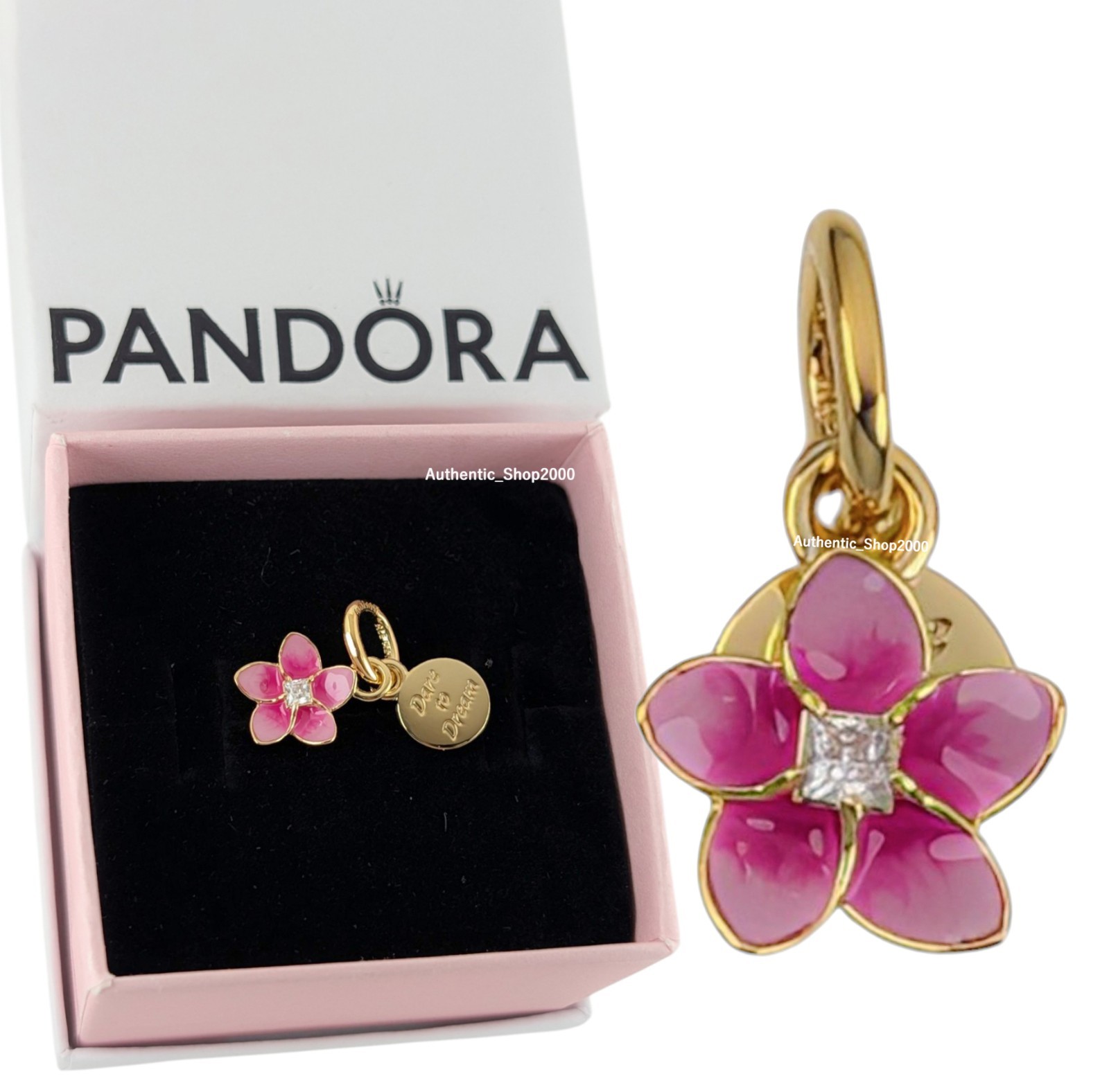 New 100% Authentic PANDORA 14k x Disney Moana Flower Dangle Charm 763845C01