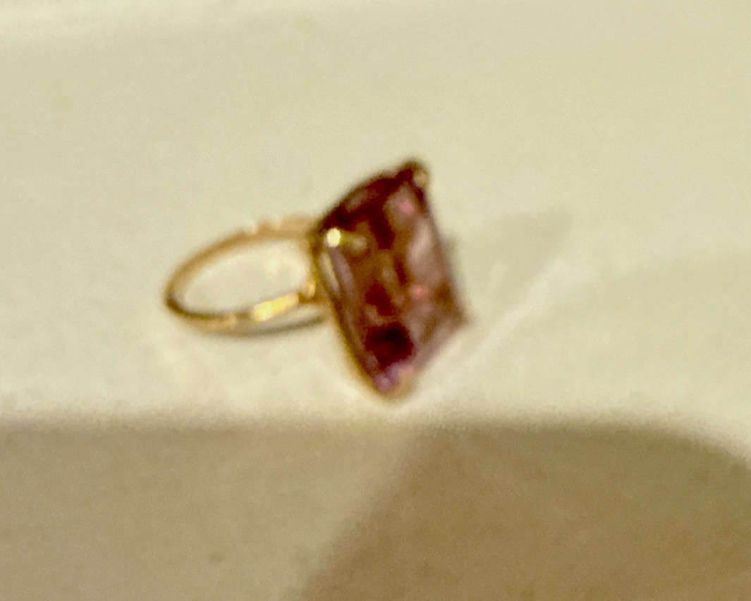 Solid 14K Yellow Gold Large Amethyst Cocktail Ring Size 4 1/2 11.5MM 3.94G