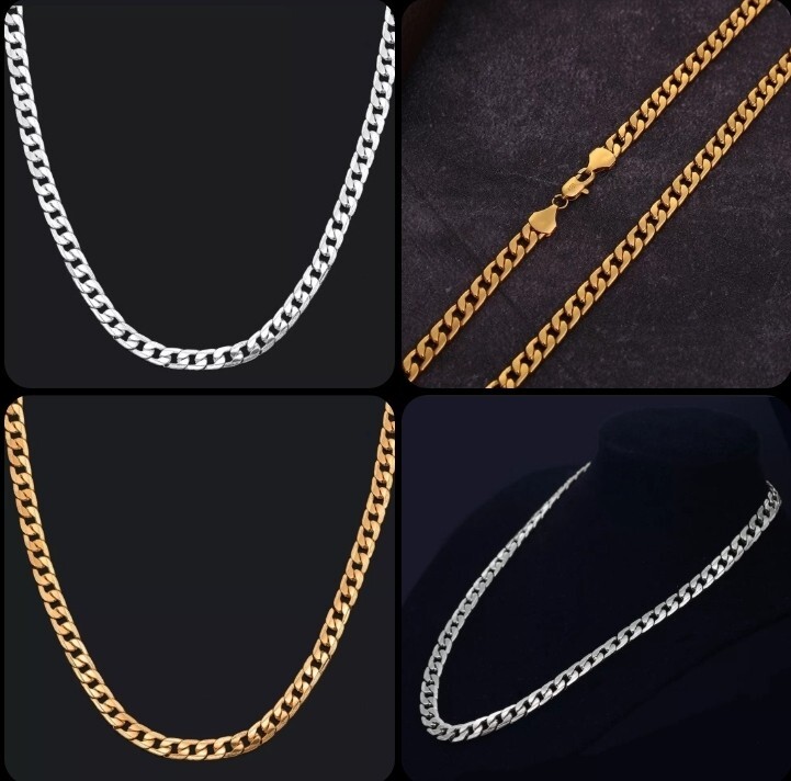 6mm Curb Link Chain Silver or Gold Stainless Steel 26″ 17-4
