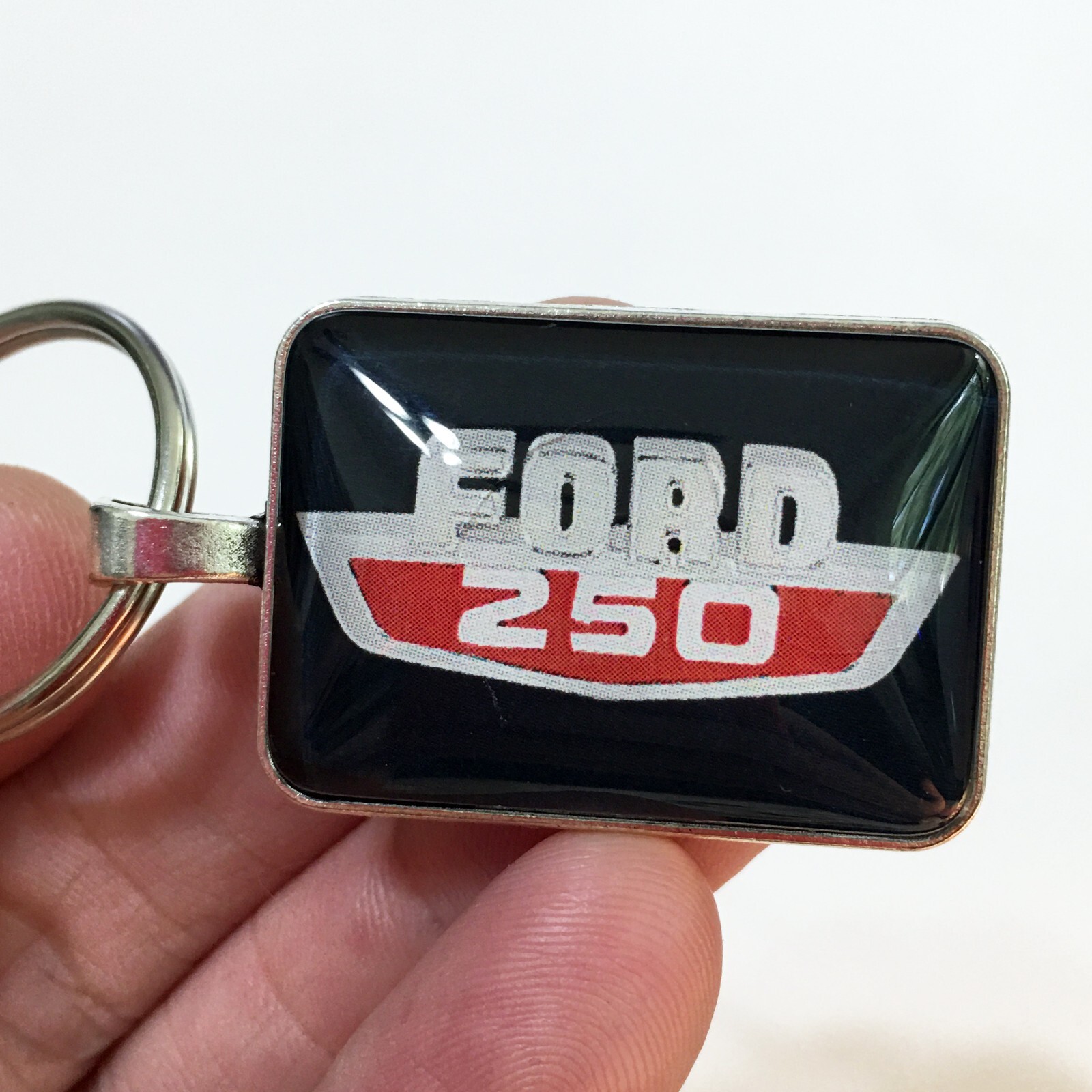 Vintage Ford F250 Truck Side Hood Emblem Badge Rectangle 1″ x 1.25″ Keychain
