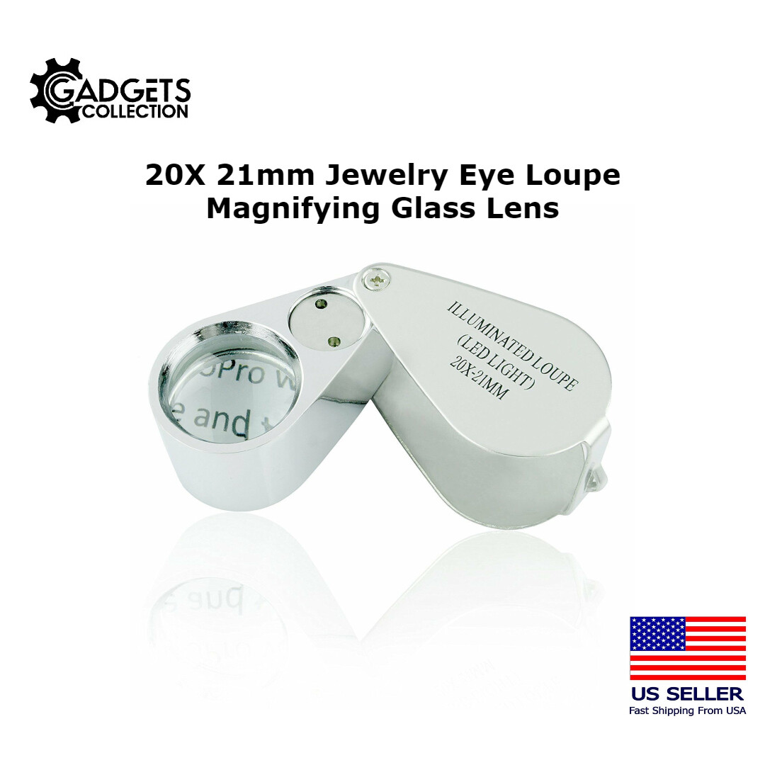 20X 21mm Lighted LED Illuminated Jewelers Jewelry Loupe Magnifying Glass Lens