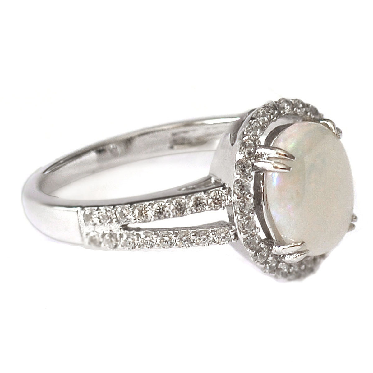 De Buman 1.4ctw Opal 925 Silver Ring Size 7/ 7.5/ 8/ 8.5/9/9.5