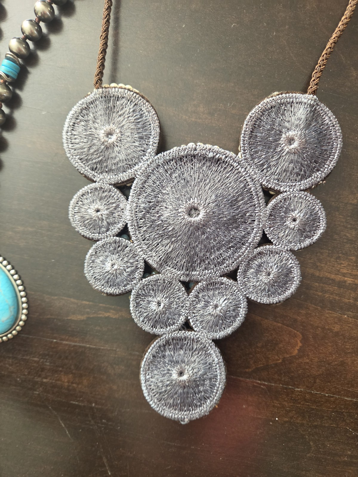 Lot Of Turquoise Jewelry Beaded Thai Bib Collar Necklace W Howlite, Navajo & See