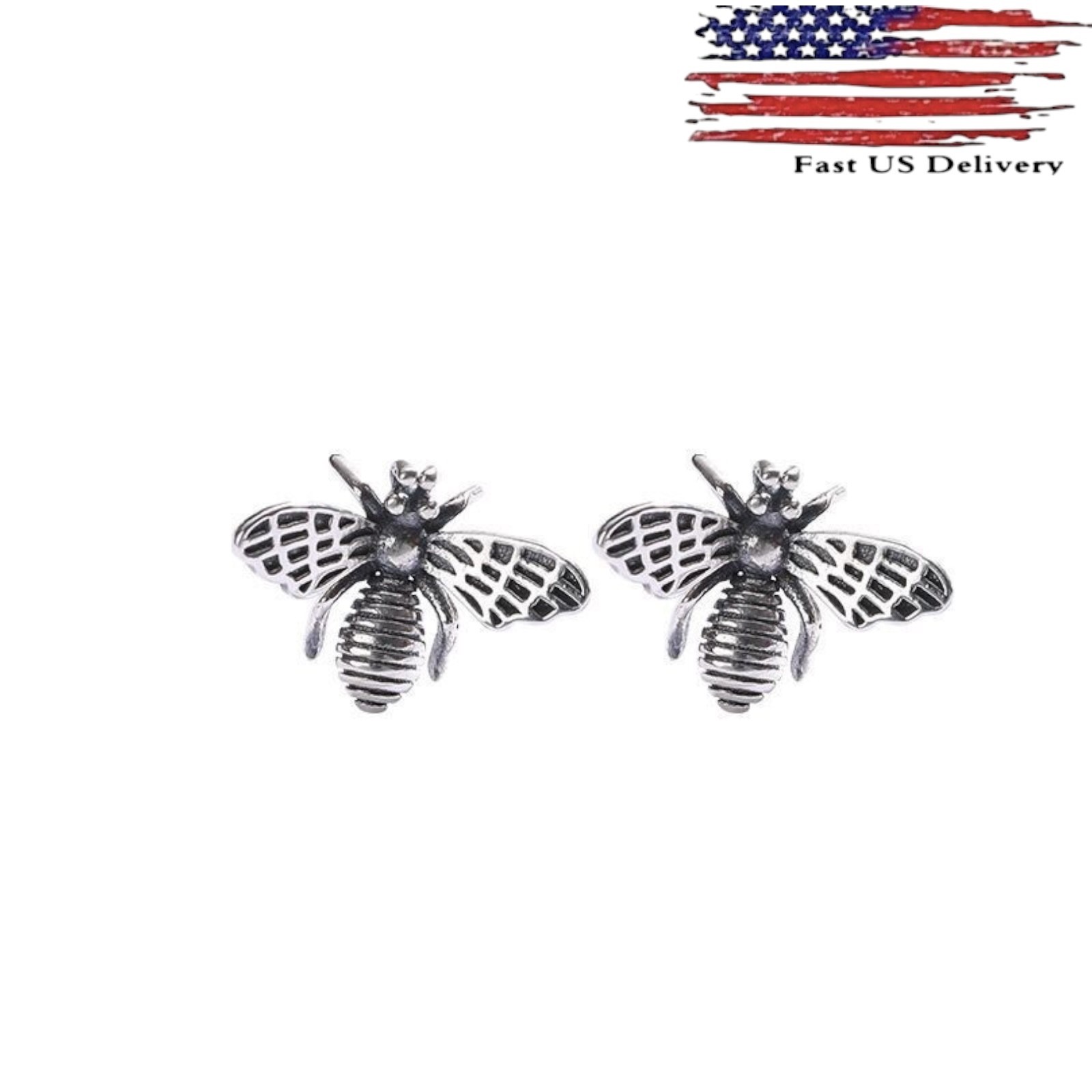 Honeybee 925 Sterling Silver Retro Bee Hypo-Allergenic Post Stud Earrings C45