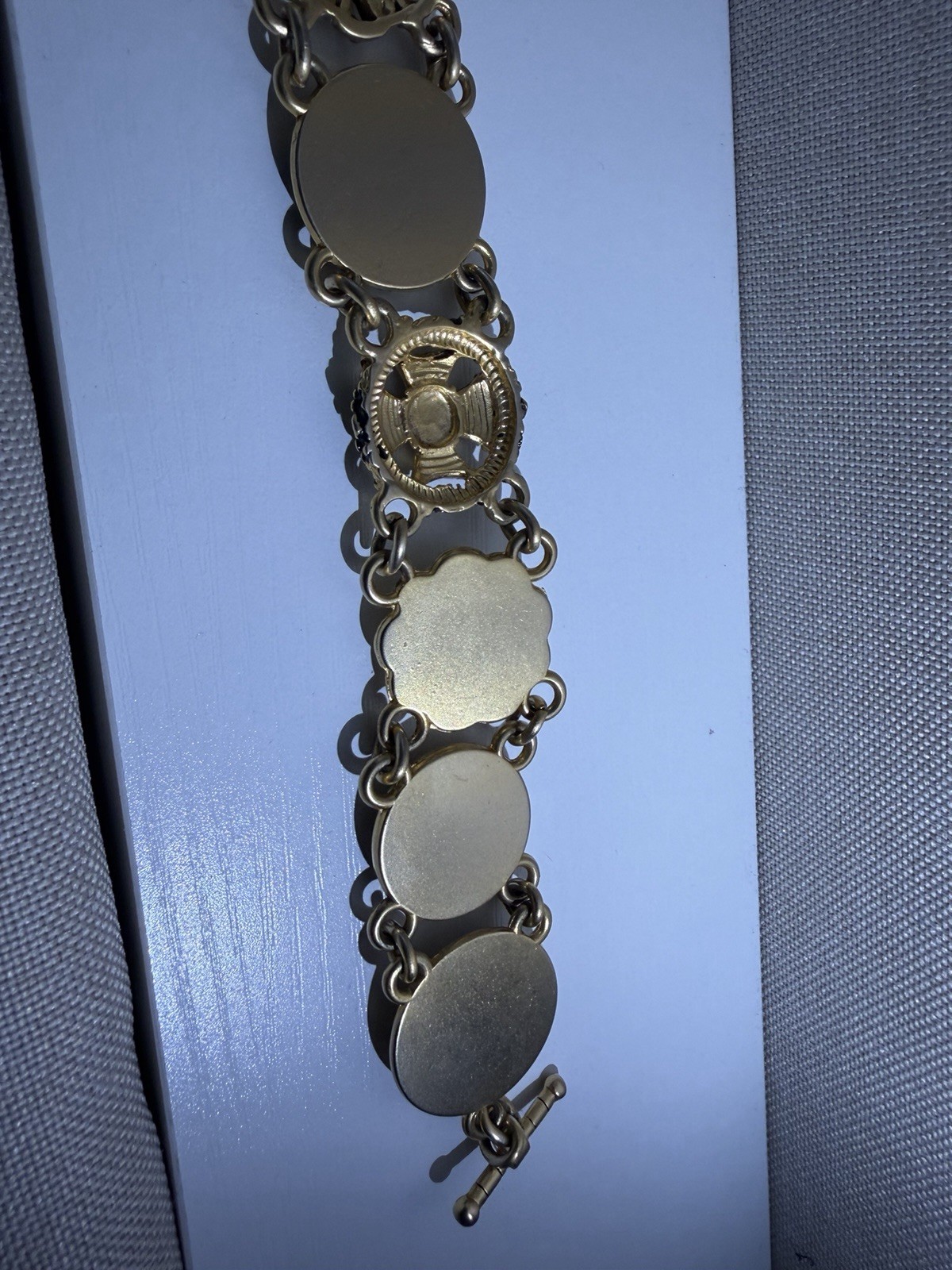 ~Rare~ ST. JOHN Matte Goldone & Enamel Button Link Bracelet