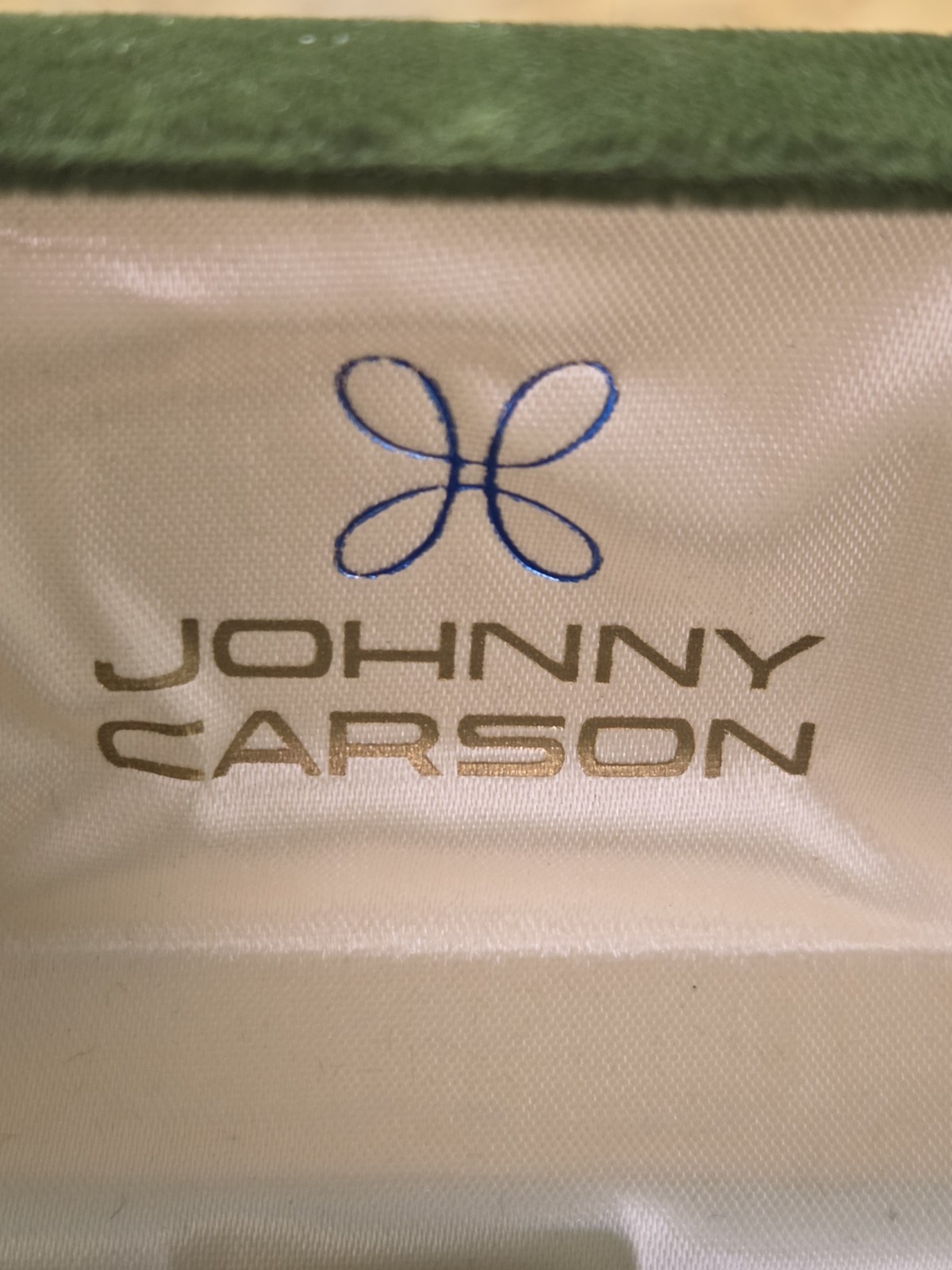 Rare Vintage Johnny Carson Gold Tone Green Tiger Eye Stone Cufflinks W/Box NOS