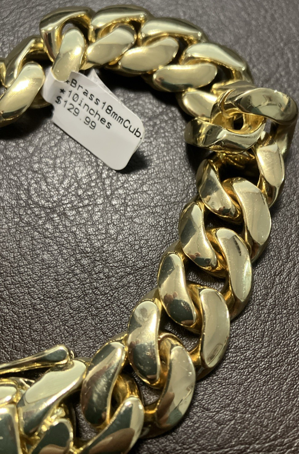 Gold-Plated Base metal Brass Jumbo Bracelet 18mm 10 Inches 129 Grams