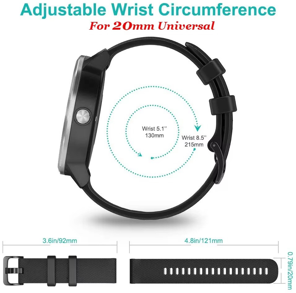 18mm 20mm 22mm Watch Strap For Garmin Watch Venu 3/3s/2/2s Silicone Watchbands