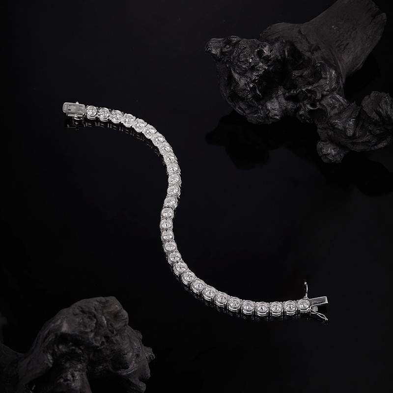 2-6.5mm D Exquisite Moissanite Tennis HipHop Bracelet S925 Silver Passes Tester！