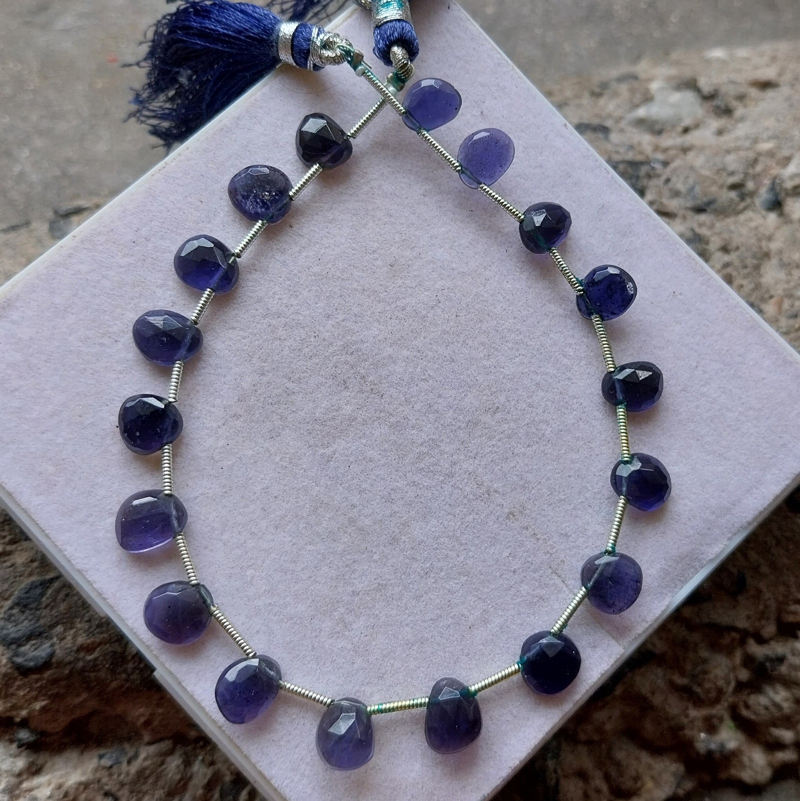 30 Carat 6.5×8 to 7×9 MM Natural Blue Purple Iolite Rose Cut 8 inch Beads