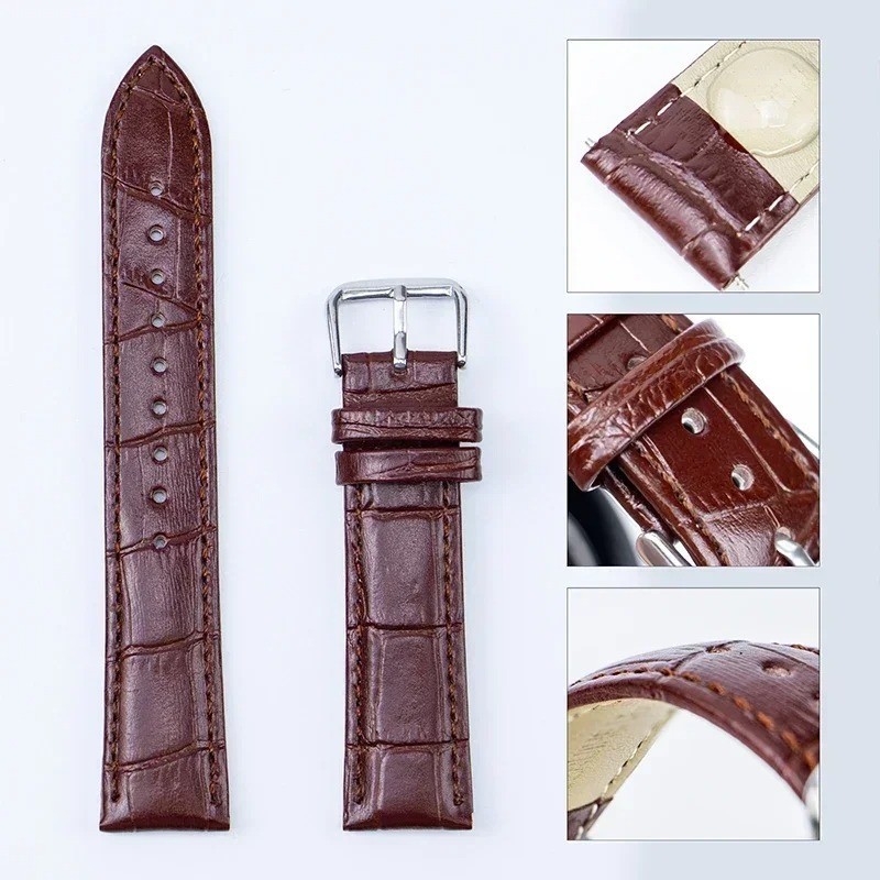 Leather Watch Band Strap 12 14 16 18 20 22 24mm Stainless Steel Buckle