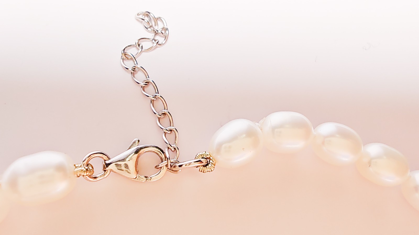 925 Sterling Silver Diamond White Cultured Freshwater Pearl Necklace 18–19.5″