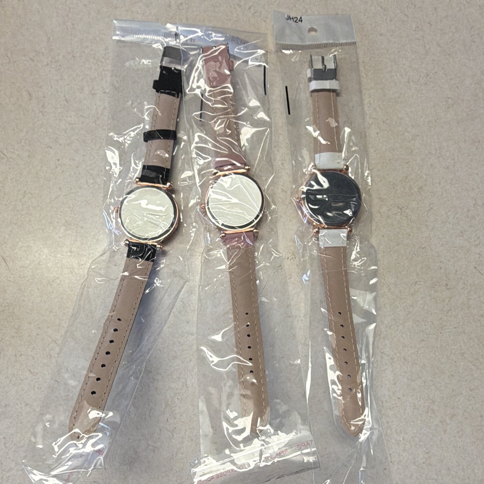 MSCXDK Women’s Quartz Analog Wristwatch Lot of 3 Rose Gold w/ Faux Leather